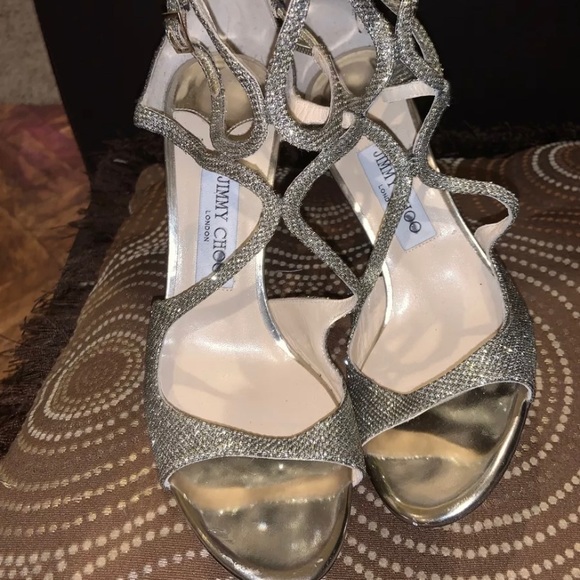 Jimmy Choo Metallic Gold Sandals 40.5 - Picture 2 of 5